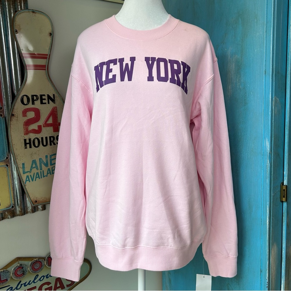 Light Pink New York Casual Crewneck Pullover Sweatshirt Loungewear Comfy